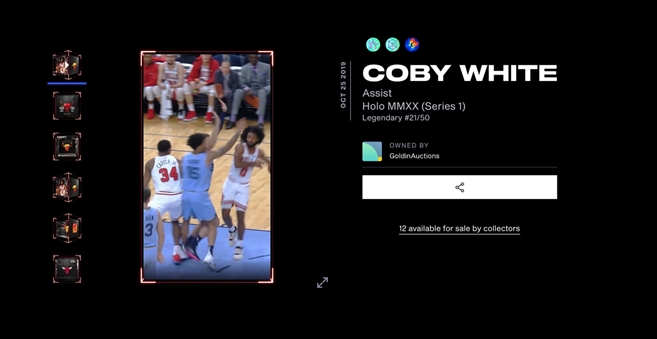 2019-20 NBA Top Shot "Holo MMXX" (Series 1) Coby White Assist (#21/50)